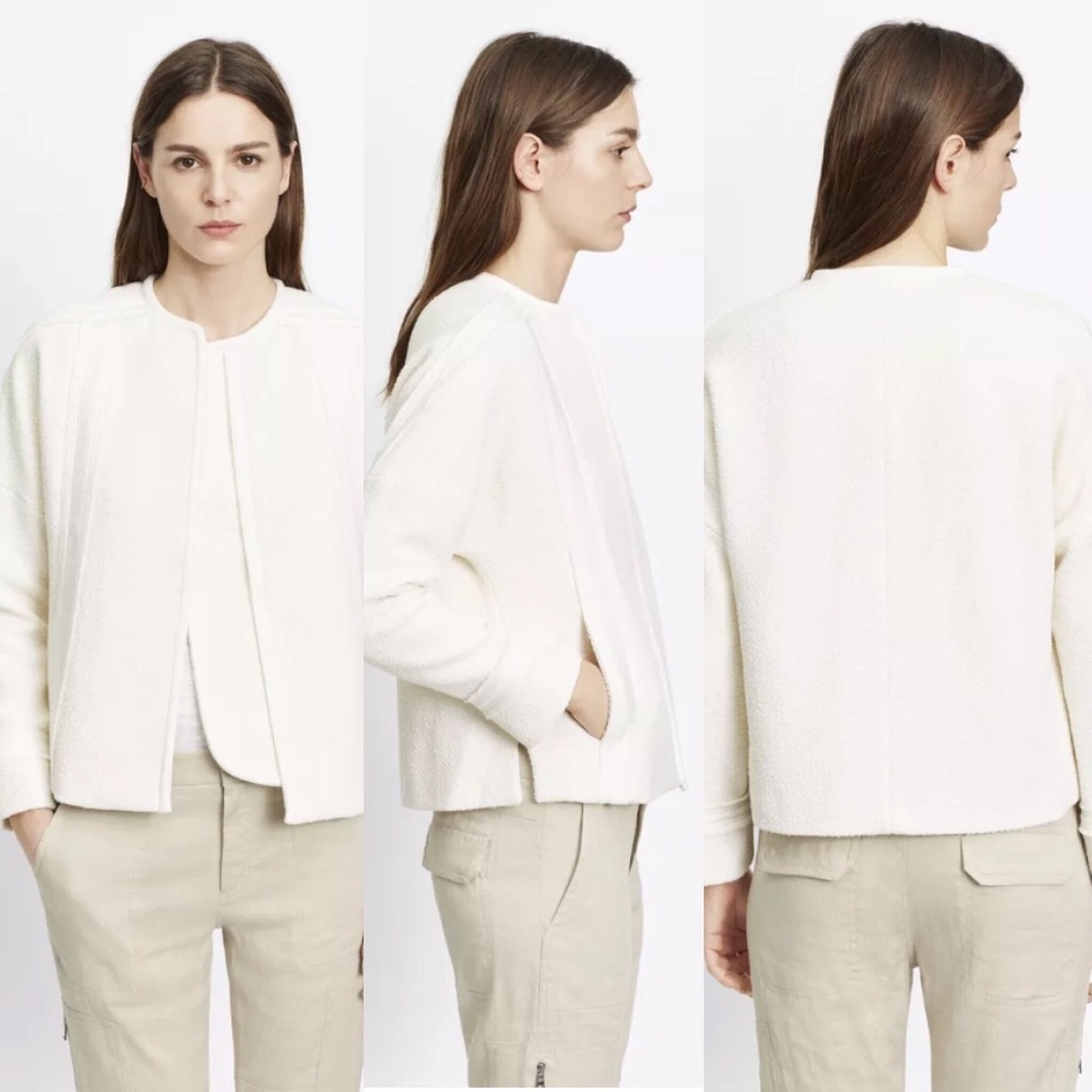 $395 Vince Boucle Frayed Trim Jacket Size 10 - Picture 1 of 1